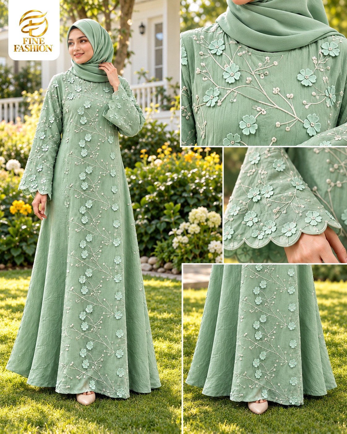 Sage Green Lace Gown